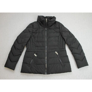 Calvin Klein Puffer Jacket Womens Large Black Performance Long Sleeve Mock Neck